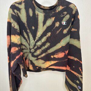 Vintage Champion Cropped Tie-Die Sweater